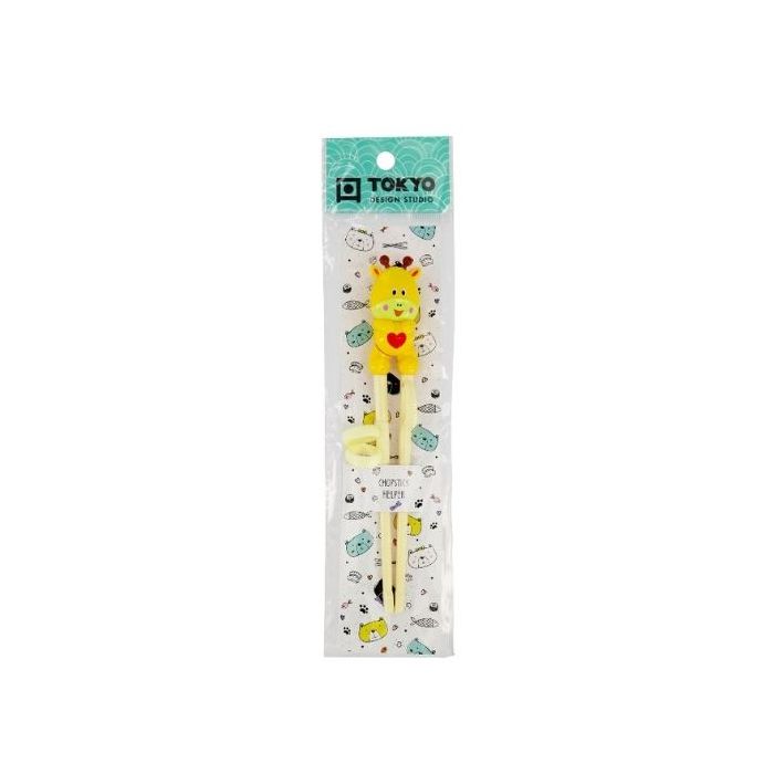 TOKYO DESIGN STUDIO Yellow Lama Kids Chopsticks with Helper 