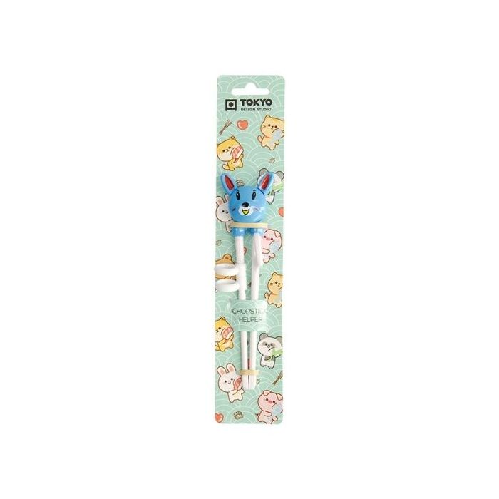 TOKYO DESIGN STUDIO Blue Rabbit Kids Chopsticks with Helper 
