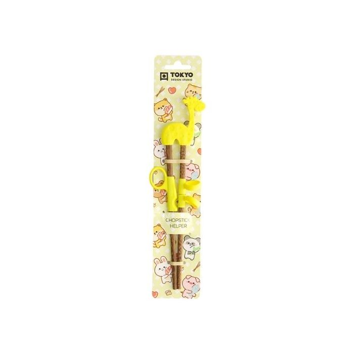 TOKYO DESIGN STUDIO Yellow Giraffe Kids Chopsticks with Helper 