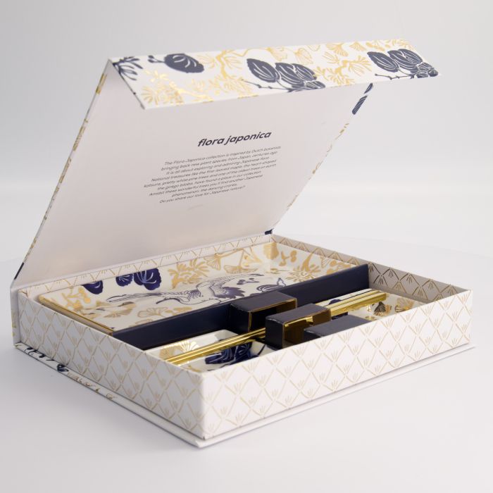 TOKYO- Flora Japonica Gold Sushi Plate Giftset w/ Chop 4pcs (21778) 