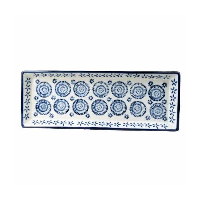 Candlelight 33.5cm Rectangular Plate - Blue/White 