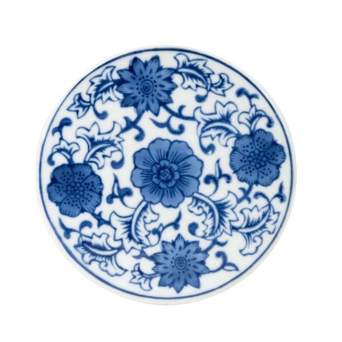 Candlelight Round Coaster Floral - Blue/White 4"  