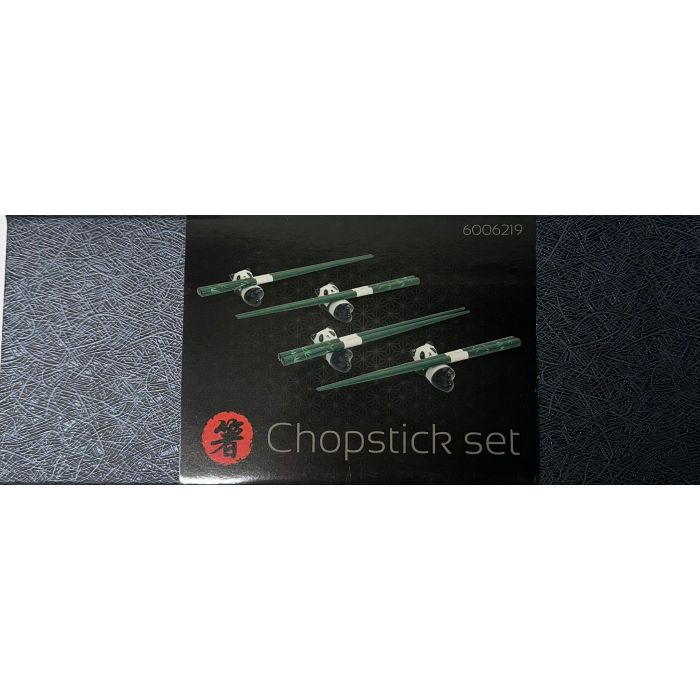 EMRO KITCHENWARE  Panda Chopsticks Box Set with holders (x4 Pairs ) 