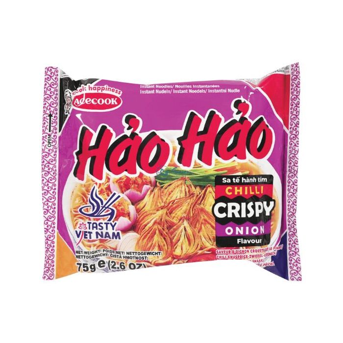 ACECOOK HAO HAO Instant Noodles Chilli Crispy Onion 75g 