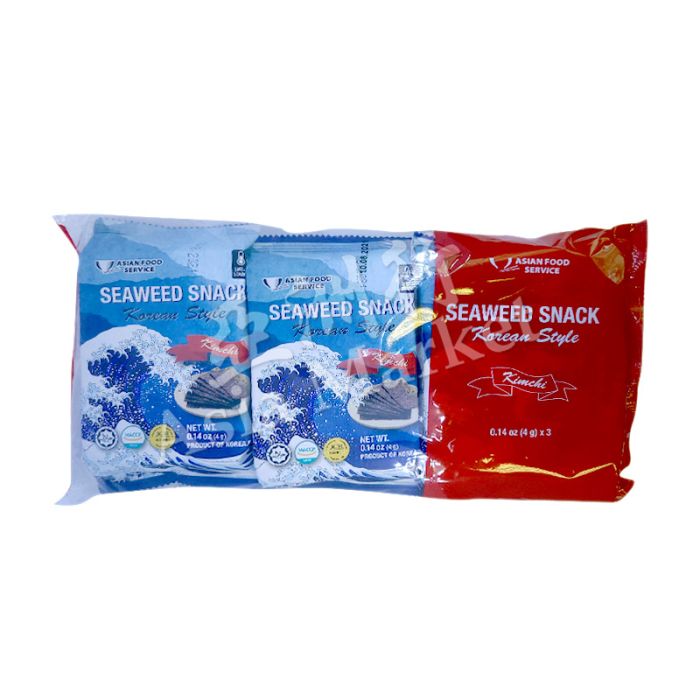 ASIAN FOOD SERVICE Seaweed Snack, Korean Style Kimchi 12g (4g x 3Packs) 
