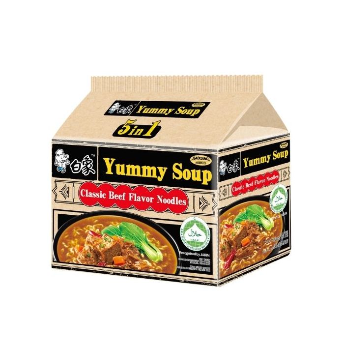 BAIXIANG Classic Beef Soup Noodles 555g [PACK OF 5] 白象湯好喝經典牛肉湯麵五連包