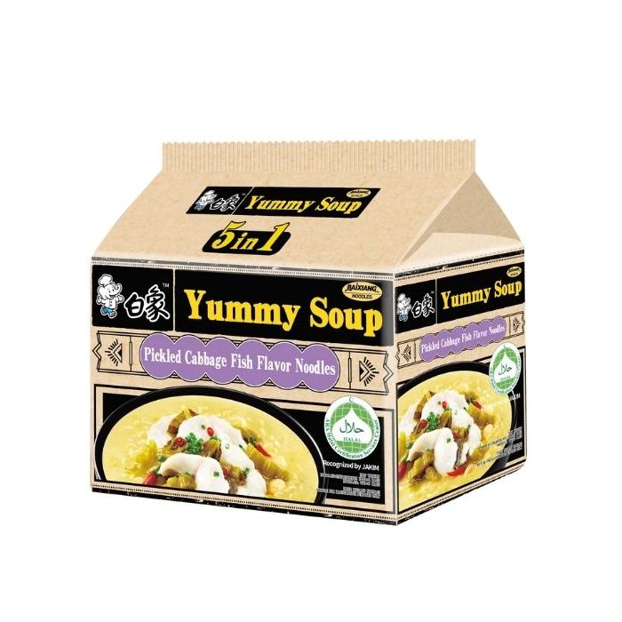 BAIXIANG Pickled Cabbage Fish Flavour Noodles 555g (PACK OF 5) 白象湯好喝金湯酸菜魚麵五連包