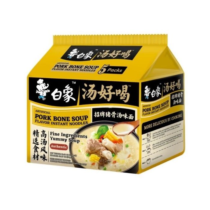 BAIXIANG Pork Bone Soup Tonkatsu Flavour Noodles 565g (Pack of 5) 白象招牌豬骨湯麵五連包