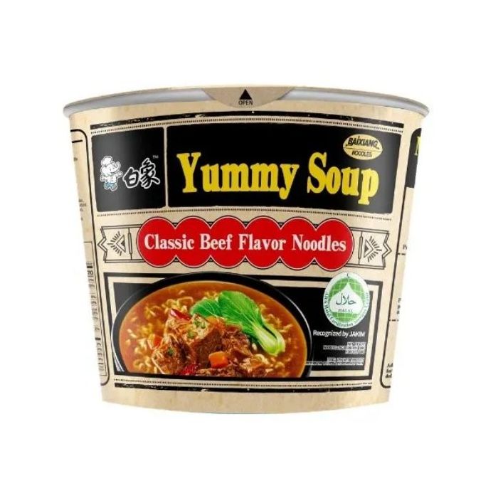 BAIXIANG Yummy Soup Classic Beef Flavour Bowl 105g  白象汤好喝经典牛肉汤面（桶装）