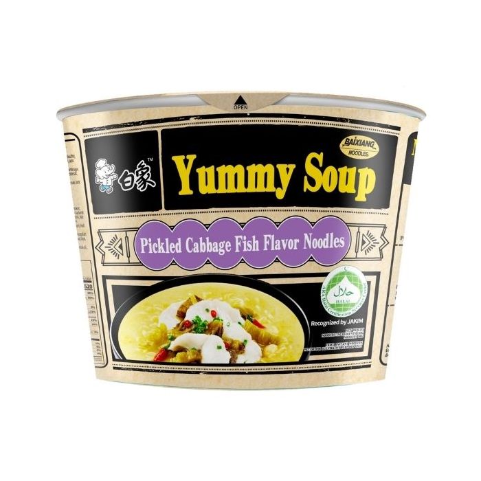 BAIXIANG Yummy Soup Picked Cabbage Fish Flavour Bowl 132g 白象汤好喝金汤酸菜鱼面（桶装）