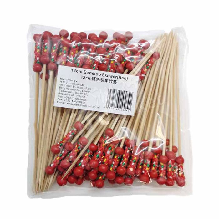 BAMBOO SKEWER Red   12cm  紅色珠串竹簽