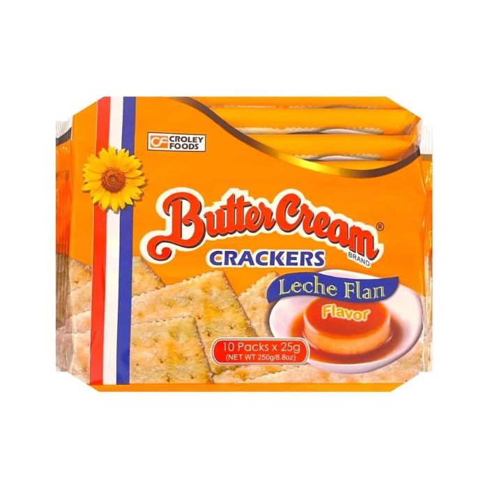 Croley Foods Butter Cream Crackers - Leche Flan Flavor (10 packs x 25g) 250g 菲 焦糖蛋糕餅乾