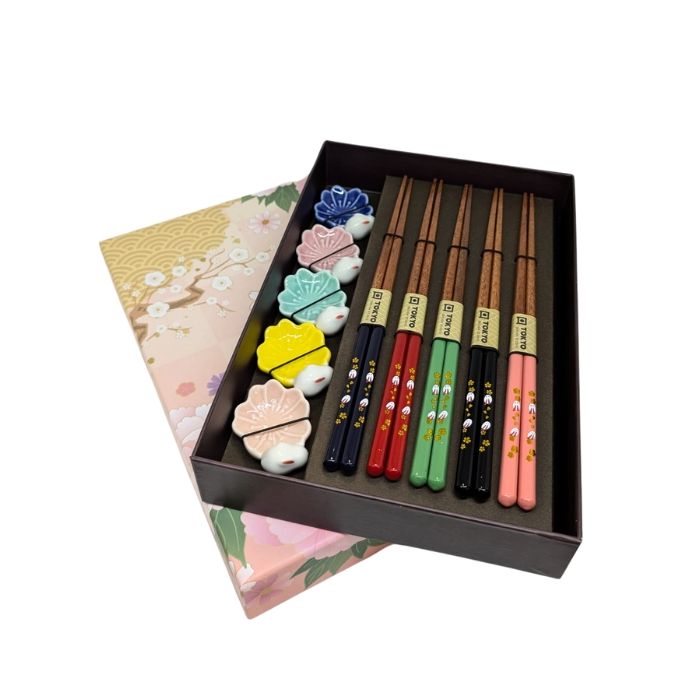 Tokyo Design Studio  Rabbit Chopsticks Set 10pcs with Chopstick Rests 