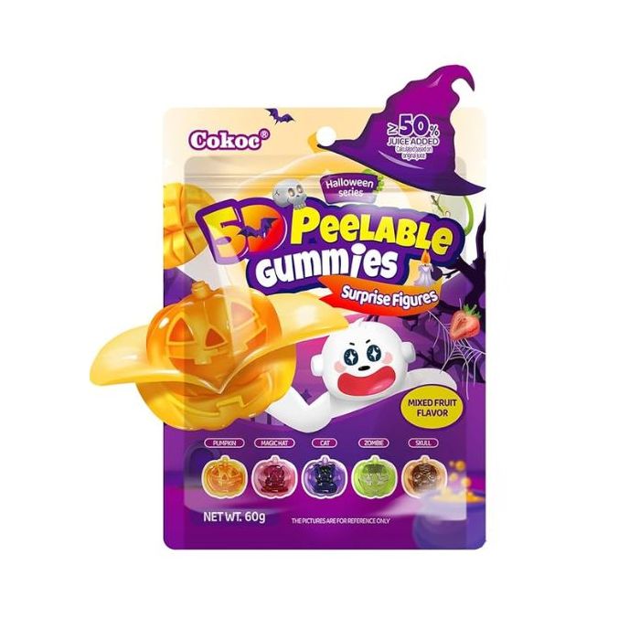 COKOC 5D Halloween Special Peelable Gummy Mixed Fruit Flavour 60g 剝皮軟糖 (雜果味) 萬聖節版
