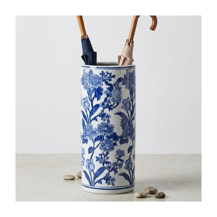 Candlelight 45cm Cylinder Case Blue/White Floral Site
