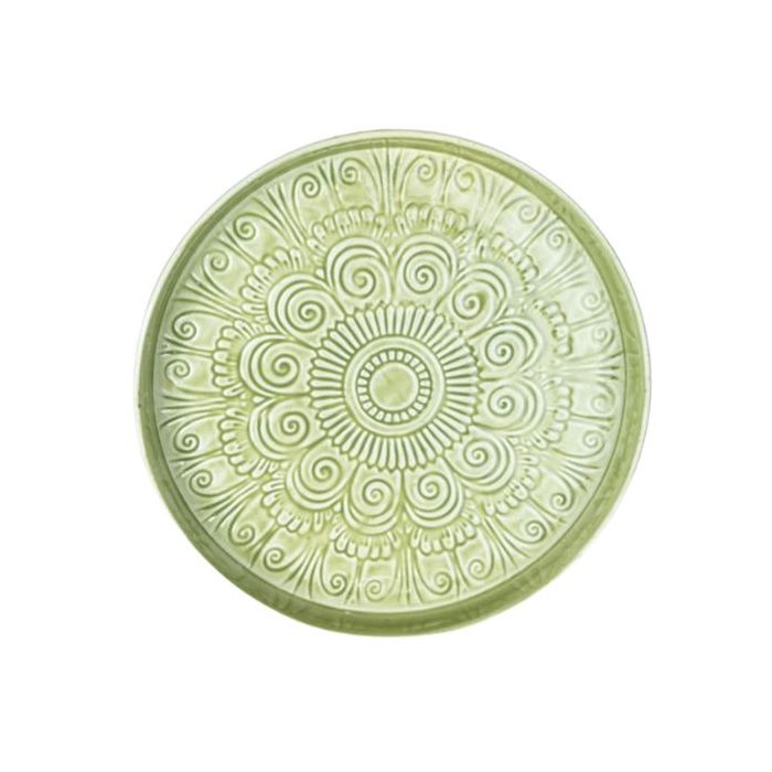 Candlelight 32cm Round Metal Embossed Tray with Olive 