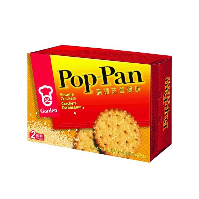 GARDEN Sesame Pop Pan Crackers 225g - Crispy Savoury Biscuits with Sesame Flavour 嘉頓芝麻薄餅