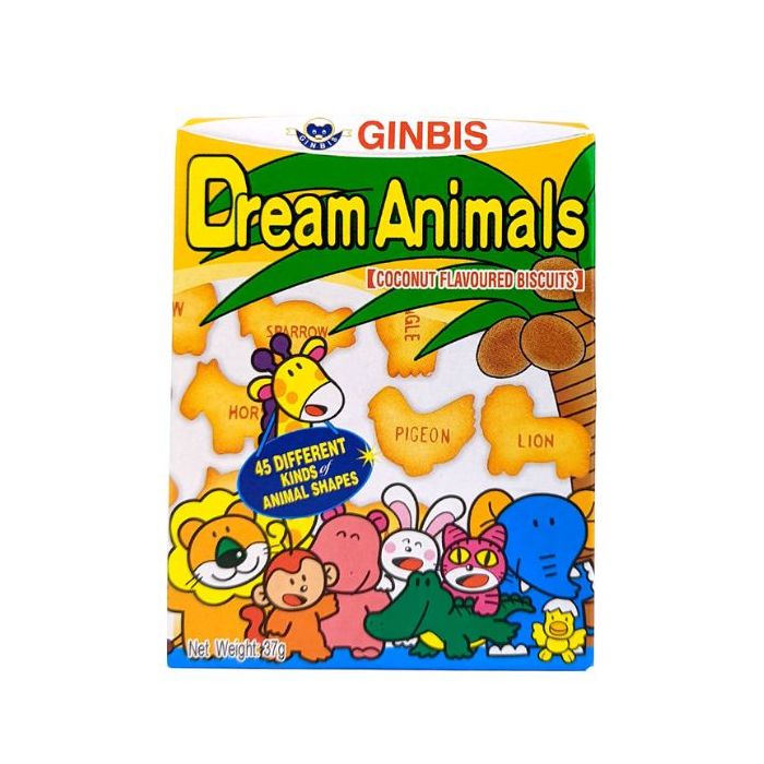 GINBIS Dream Animals Biscuit Coconut Flavour 37g 動物餅椰子味