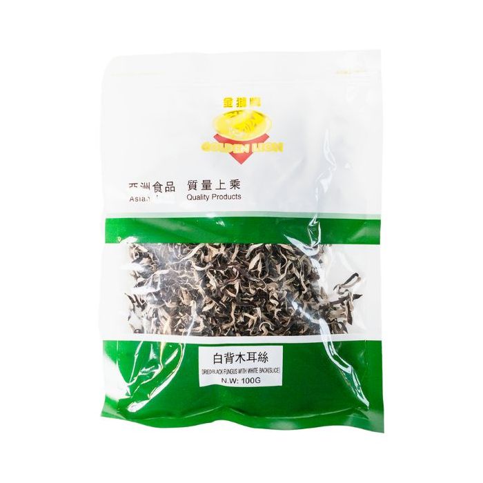 GOLDEN LION Black & White Fungus Strips 100g  金狮牌白背木耳丝