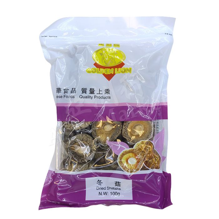 GOLDEN LION  Dried Shiitake 45cm (Lentinus Edodes) 100g 金獅牌冬菇