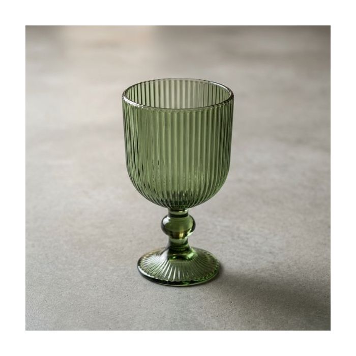 Candlelight 14cm Ridged White Wine Glass Green