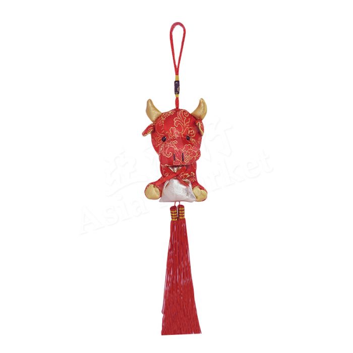 Wall Hanging Decoration - Prosperity Ox with Golden Wealth Bag 1pc 