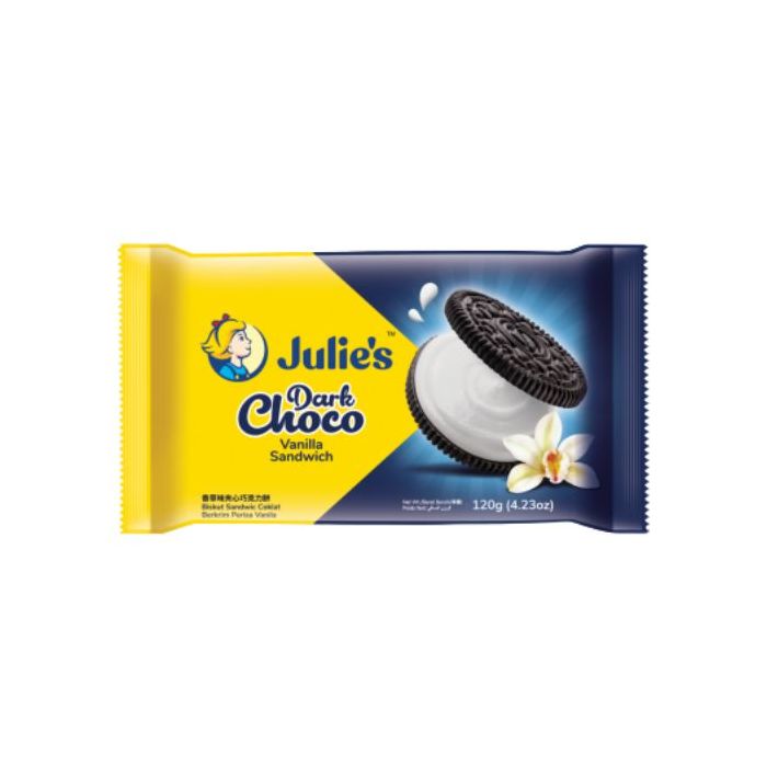 Julie's Dark Choco Vanilla Sandwich 120g 香草口味夾心巧克力餅