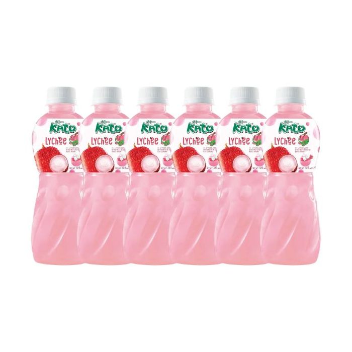 KATO Lychee Juice with Nata De Coco 320ml (Pack of 6) 