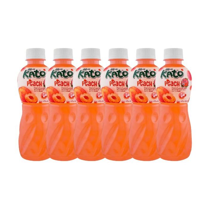 KATO Peach Flavoured Drink with Nata De Coco 320ml (Pack of 6) 