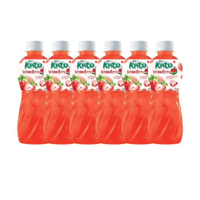 KATO Strawberry Juice with Nata De Coco 320ml (Pack of 6) 