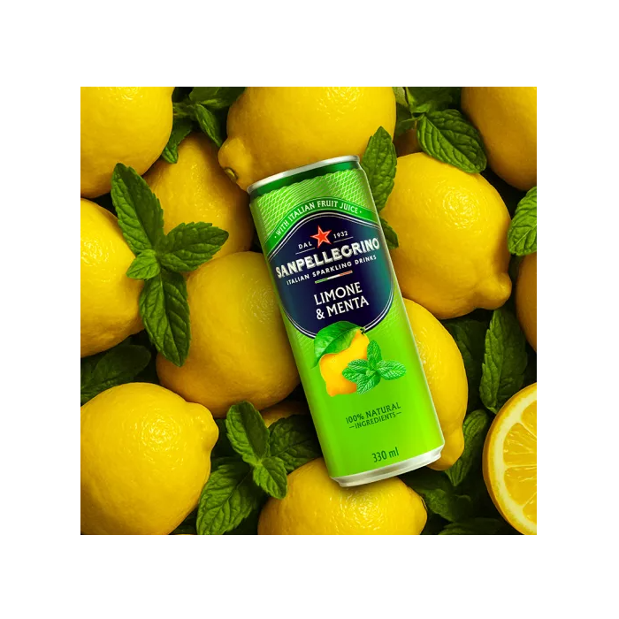 [PACK OF 6] SAN PELLEGRINO - Sparkling Lemon & Mint Infusion Drink 330ml (x6cans) 