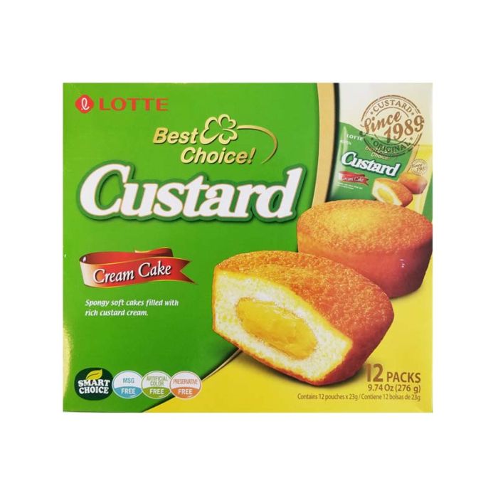 LOTTE  Custard Cream Cake (12 Packs, Individual Packets) 276g 韓蛋黃派 大