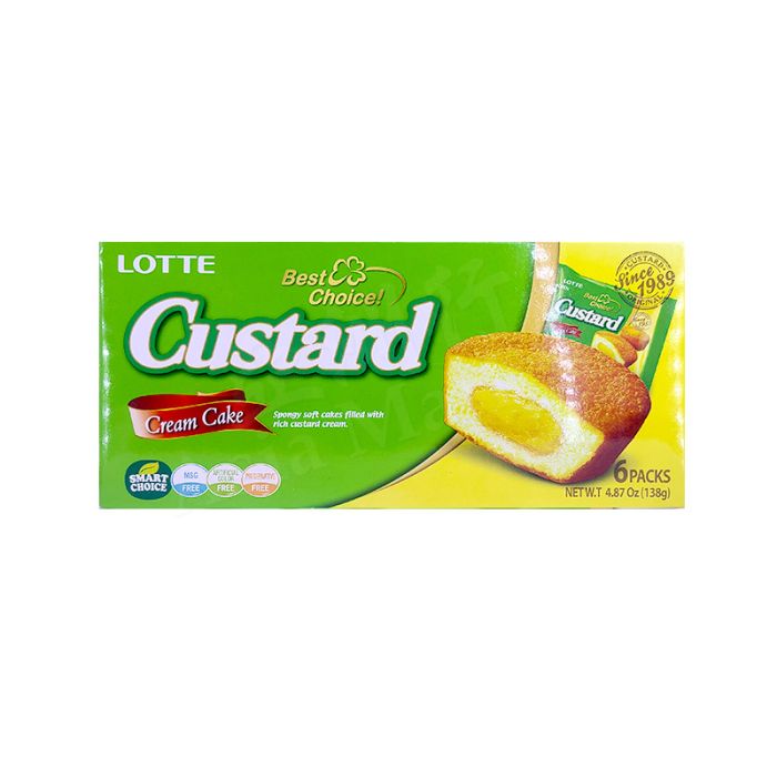 LOTTE  Custard Cream Cake (6 Packs, Individual Packets) 138g 