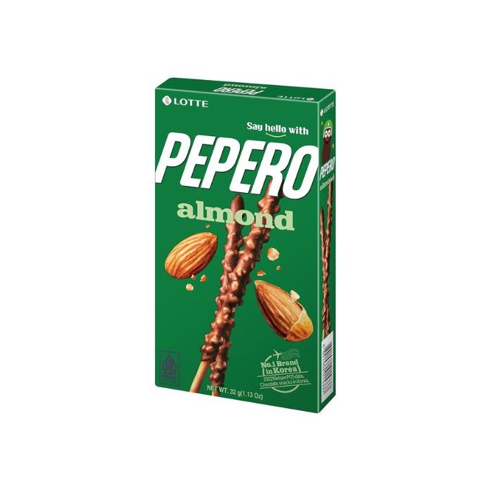 LOTTE Pepero Almond and Chocolate 32g 綠色韓國杏仁巧克力棒