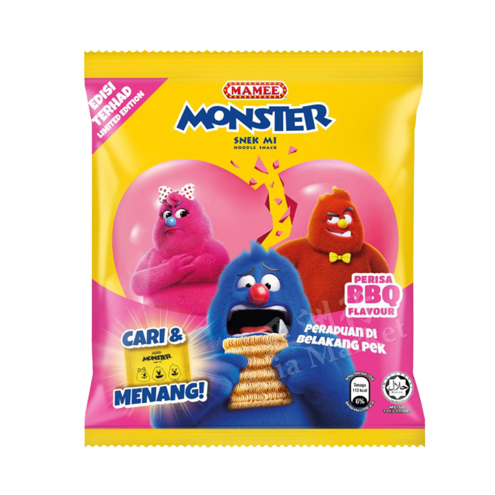 Mamee Monster Noodle BBQ- 小怪兽烤肉味干脆面 8x25克