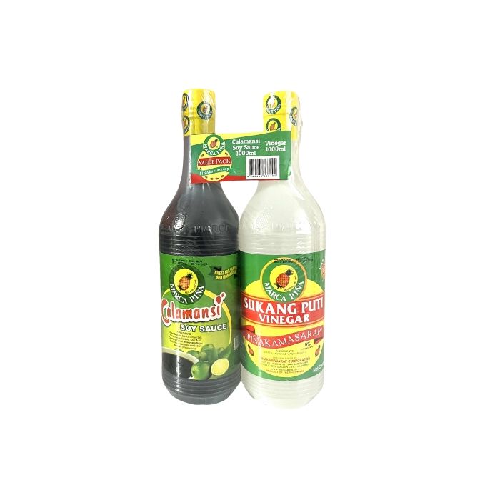MARCA PINA One Bottle Calamansi Soy Sauce, One Bottle Sukang Puti Value Pack  2L 小青檸醬油+白醋優惠裝