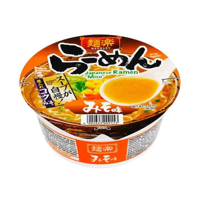 MENRAKU Cup Ramen Miso 110g 麵樂 味噌味 杯麵 (BBD: 09/08/2026)