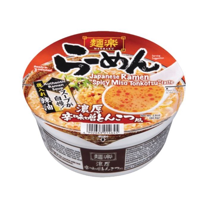 MENRAKU Cup Ramen Miso Tonkatsu Taste 99g 麵樂 濃厚辛味噌豬骨味 杯麵 (BBD: 03/08/2026)