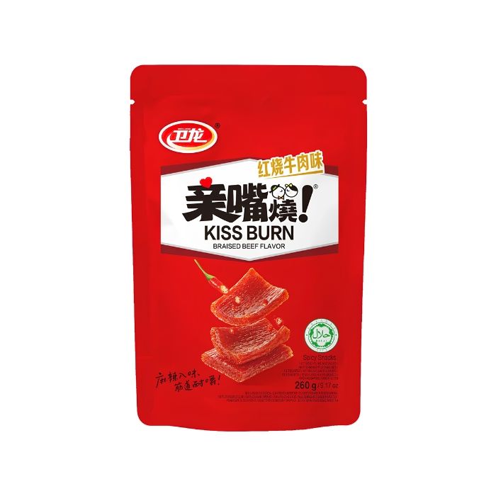 Wei Long Kiss Burn Braised Beef Flavour 260g 衛龍親嘴燒辣片(牛)