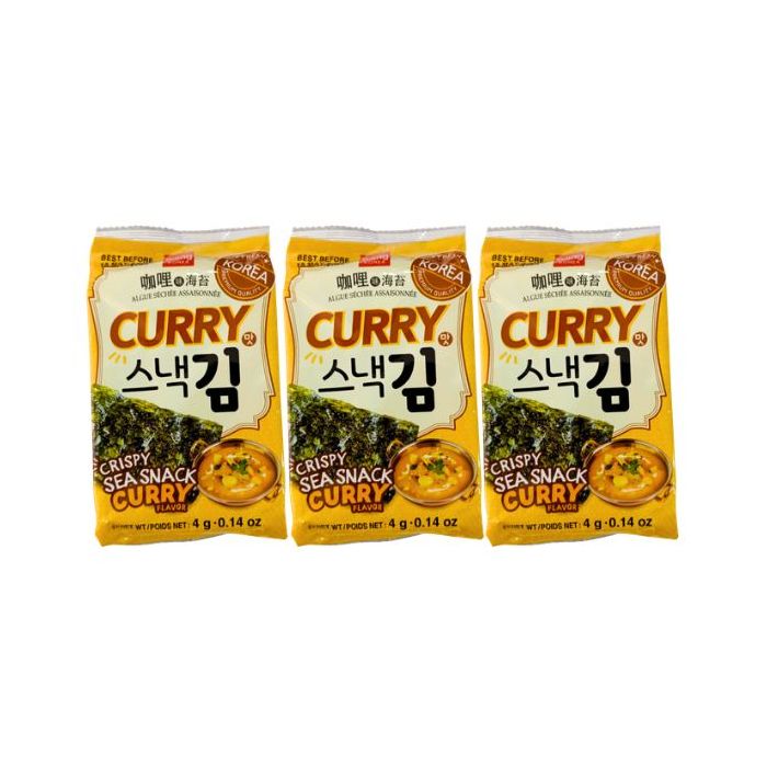 Wang Seasoned Seaweed Curry Flavour (3x4g) 12g WANG 三包裝海苔--咖喱味