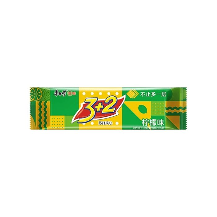 KSF 3+2 Soda Biscuits Lemon Cream 125g 康師傅3+2蘇打夾心清新檸檬