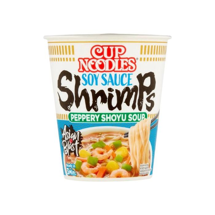 Nissin - Soy Sauce Shrimps Peppery Shoyu Soup Cup Noodle 350ml 出前一丁豉油蝦杯麵