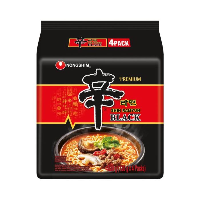 NONGSHIM Shin Ramyun Black Noodle 130g x4 (MULTIPACK) 韓國(黑色)辛辣麵