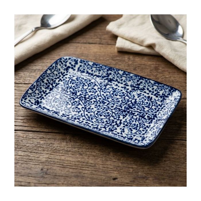 Candlelight 19cm Rectangular Plate - Blue/White