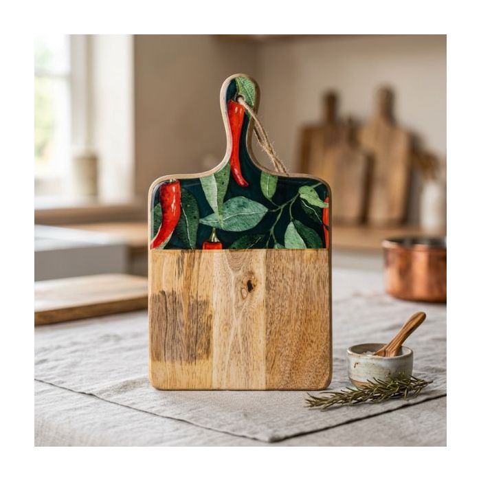 Candlelight 35x20cm Mango Woods Paddle Board with Chillies Print