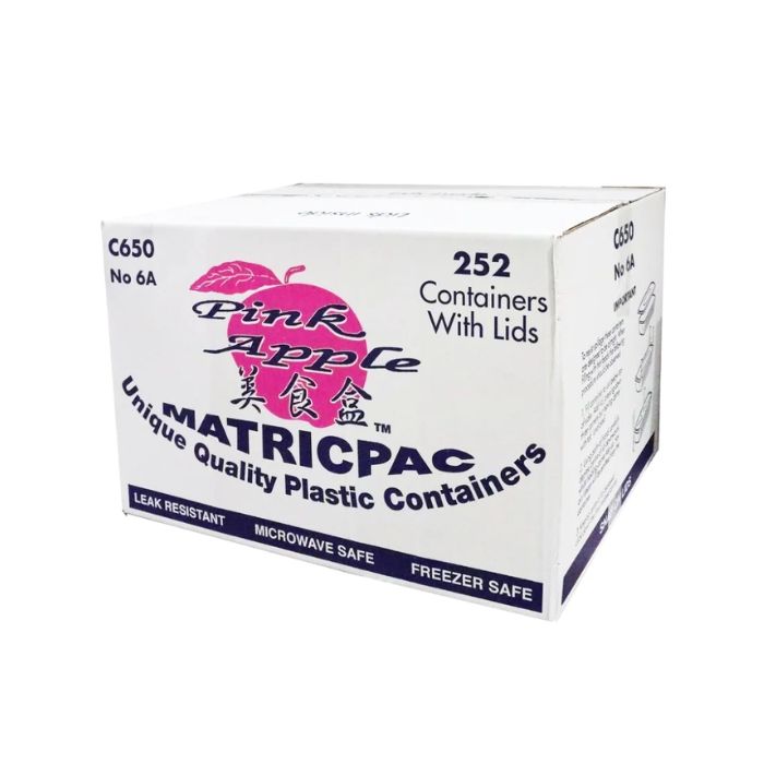 PINKAPPLE C650 Plastic Containers With Lids 252pc 外卖打包塑料盒连盖套裝