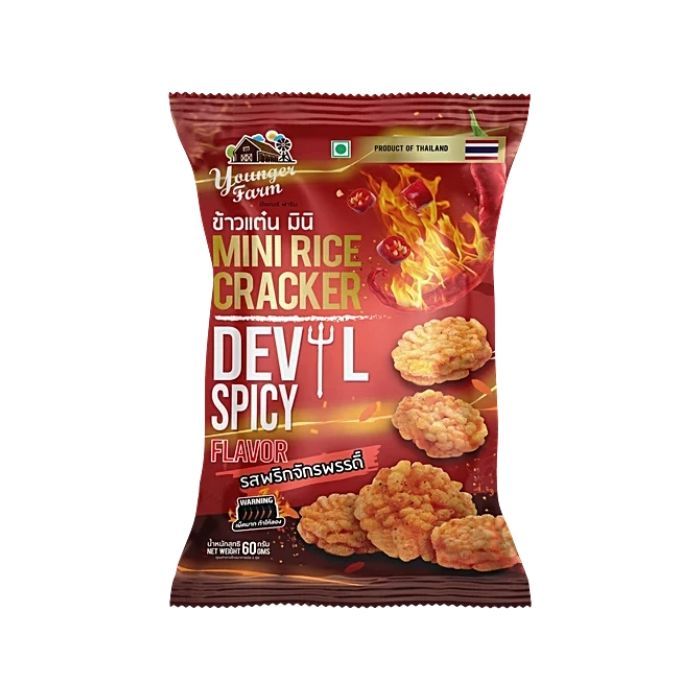 YOUNGERFARM Mini Rice Cracker (Devil Spicy Flv) 60g 泰青農場迷你米餅 (魔鬼辣味)