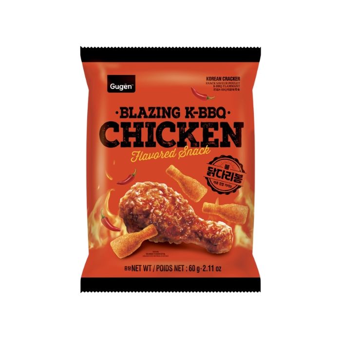 GUGEN Blazing K-BBQ Chicken Flavour Snack Hot & Spicy Drumstick Shape Snack 60g GUGEN 辣味雞腿形零食