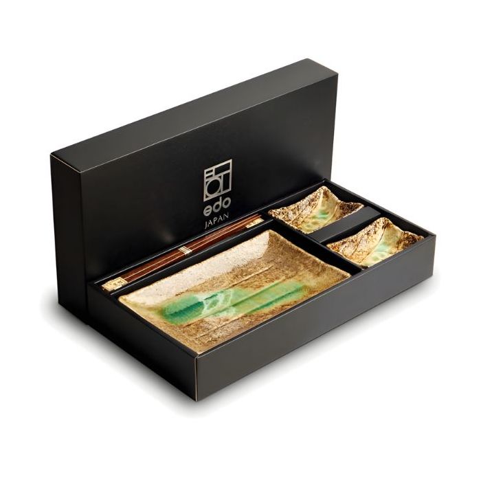 EDO JAPAN Sushi Set Furui Old Green 6-Piece 22x12,5 cm | H2 cm - Art No. 6044171 