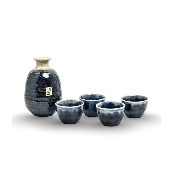 EDO JAPAN Japanese Sake Set 5pcs Blue and White Art No.604015 清酒套盒